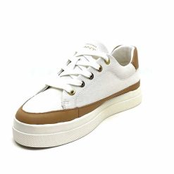 Gant Gant Avona Sneaker Textile Off White Cuir Marron Baskets