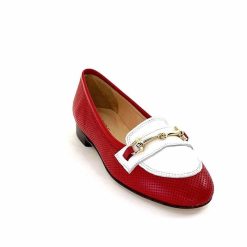 Ivoire0200 Ivoire 8002 For Cuir Rouge Blanc Ballerines