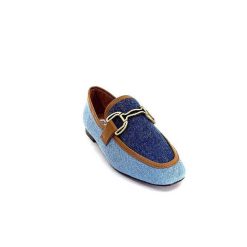 bibi lou - navima Bibi Lou 582 Cuir Marron Textile Denim Bleu Mocassins