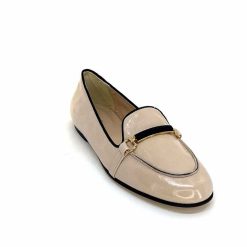 Ivoire0532 Ivoire G771-21 Cuir Vernis Creme Noir Ballerines