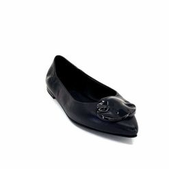 398-ivoire Ivoire M24055 Zb Cuir Noir Ballerines