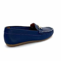 Ivoire0209b Ivoire 12052 Cuir Bleu Mocassins