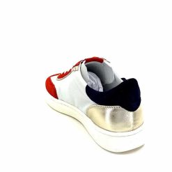 Donna Carolina Donna Carolina 51670 113 Cuir Blanc Daim Rouge Bleu Marine Baskets