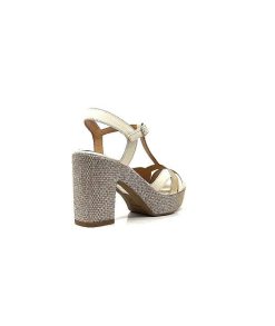 Ivoire0551 Ivoire 2131 Vera Cuir Creme Dore Plateformes