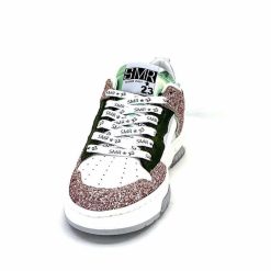 Semerdjian Semerdjian Smr Chita 11377 Cuir Blanc Glitter Rose Vert Baskets