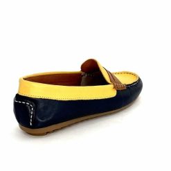 Ivoire0209b Ivoire 10322 Sauvage Cuir Bleu Marine Jaune Marron Mocassins