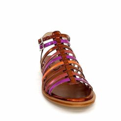 ivoire-395 Ivoire E10433 Neopolis Cuir Metal Orange Fuchsia Sandales