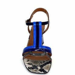 Ivoire0352 Ivoire K251 Vally Cuir Bleu Metallique Sandales