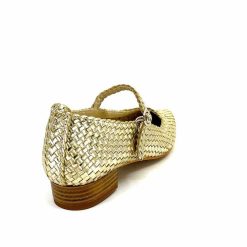 Ivoire0303 Ivoire 24776 Cuir Tresse Or Ballerines