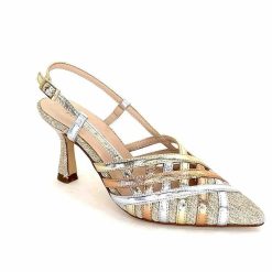 Ivoire0376 Ivoire 20906 Cuir Metallique Textile Beige Escarpins