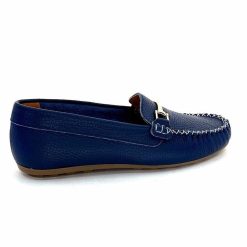 Ivoire0209b Ivoire 12052 Cuir Bleu Mocassins