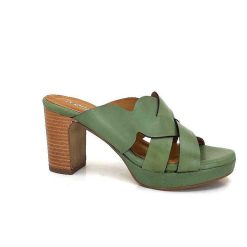 Ivoire0399a Ivoire 6080 Cuir Vert Olive Mules