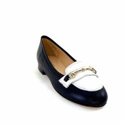 Ivoire0200 Ivoire 8002 For Cuir Bleu Marine Blanc Ballerines