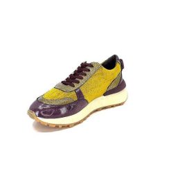 Requin Reqins Urania Mix Cuir Violet Textile Moutarde Baskets