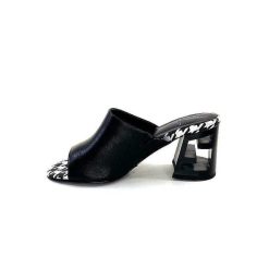 Elue Par Nous Metamorfose Rable Cuir Noir Blanc Mules