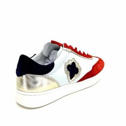 Donna Carolina Donna Carolina 51670 113 Cuir Blanc Daim Rouge Bleu Marine Baskets