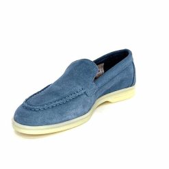 Ivoire0209b Ivoire 12851 Daim Bleu Mocassins