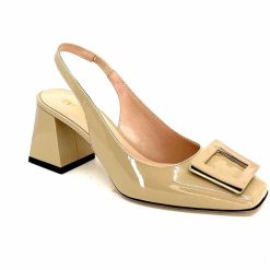 Evaluna Ivoire 6551 Cuir Vernis Beige Mesisa Escarpins