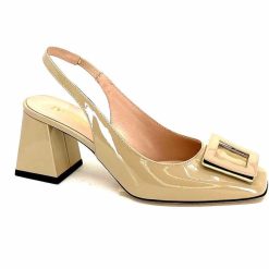 Evaluna Ivoire 6551 Cuir Vernis Beige Mesisa Escarpins