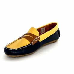 Ivoire0209b Ivoire 10322 Sauvage Cuir Bleu Marine Jaune Marron Mocassins