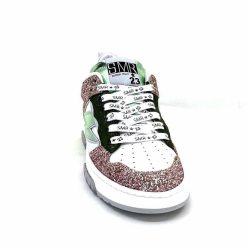 Semerdjian Semerdjian Smr Chita 11377 Cuir Blanc Glitter Rose Vert Baskets