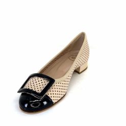 Ivoire0532 Ivoire L1133 For Cuir Vernis Beige Noir Ballerines