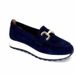 Ivoire0209b Ivoire 12875 Daim Bleu Marine Mocassins