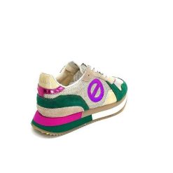 No Name No Name Mia Jogger W Daim Vert Emeraude Beige Textile Beige Et Fushia Baskets