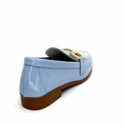 382-ivoire Ivoire 30303 Cuir Vernis Bleu Ciel Mocassins