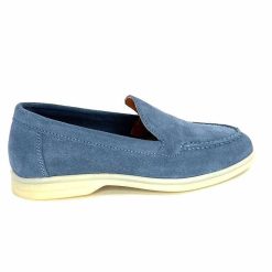 Ivoire0209b Ivoire 12851 Daim Bleu Mocassins