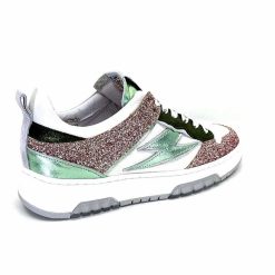 Semerdjian Semerdjian Smr Chita 11377 Cuir Blanc Glitter Rose Vert Baskets