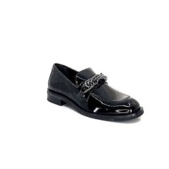 Ivoire0236a Ivoire 77502 Falconi Cuir Vernis Noir Mocassins