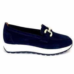 Ivoire0209b Ivoire 12875 Daim Bleu Marine Mocassins