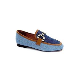 bibi lou - navima Bibi Lou 582 Cuir Marron Textile Denim Bleu Mocassins