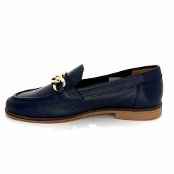 Ivoire0209b Ivoire 12779 Cuir Bleu Marine Mocassins