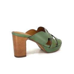 Ivoire0399a Ivoire 6080 Cuir Vert Olive Mules