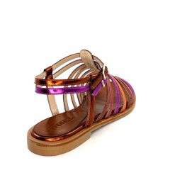 ivoire-395 Ivoire E10433 Neopolis Cuir Metal Orange Fuchsia Sandales