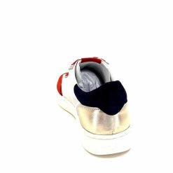 Donna Carolina Donna Carolina 51670 113 Cuir Blanc Daim Rouge Bleu Marine Baskets