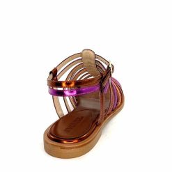 ivoire-395 Ivoire E10433 Neopolis Cuir Metal Orange Fuchsia Sandales