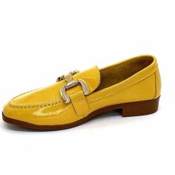 382-ivoire Ivoire 30303 Cuir Vernis Jaune Mocassins