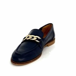 Ivoire0209b Ivoire 12779 Cuir Bleu Marine Mocassins