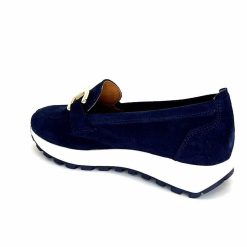 Ivoire0209b Ivoire 12875 Daim Bleu Marine Mocassins