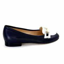 Ivoire0200 Ivoire 8002 For Cuir Bleu Marine Blanc Ballerines