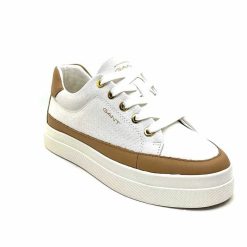 Gant Gant Avona Sneaker Textile Off White Cuir Marron Baskets