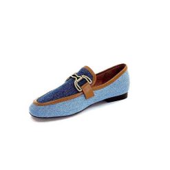 bibi lou - navima Bibi Lou 582 Cuir Marron Textile Denim Bleu Mocassins