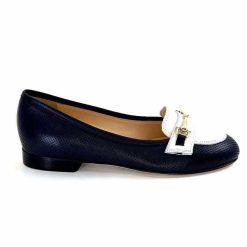 Ivoire0200 Ivoire 8002 For Cuir Bleu Marine Blanc Ballerines