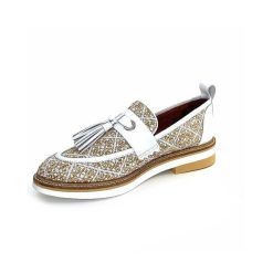 Philippe Morvan Philippe Morvan 6120 Cuir Blanc Raffia Blanc Beige Mocassins