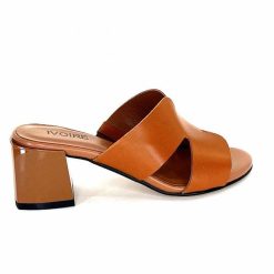 Ivoire0352 Ivoire F1555 Dario 3 Cuir Marron Cognac Mules