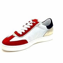 Donna Carolina Donna Carolina 51670 113 Cuir Blanc Daim Rouge Bleu Marine Baskets