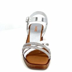 380-ivoire Ivoire 97701-S Cuir Blanc Strass Argent Sandales